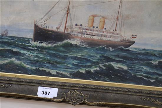 W.G. England Study of the steamer, Barbarossa 12 x 18in.